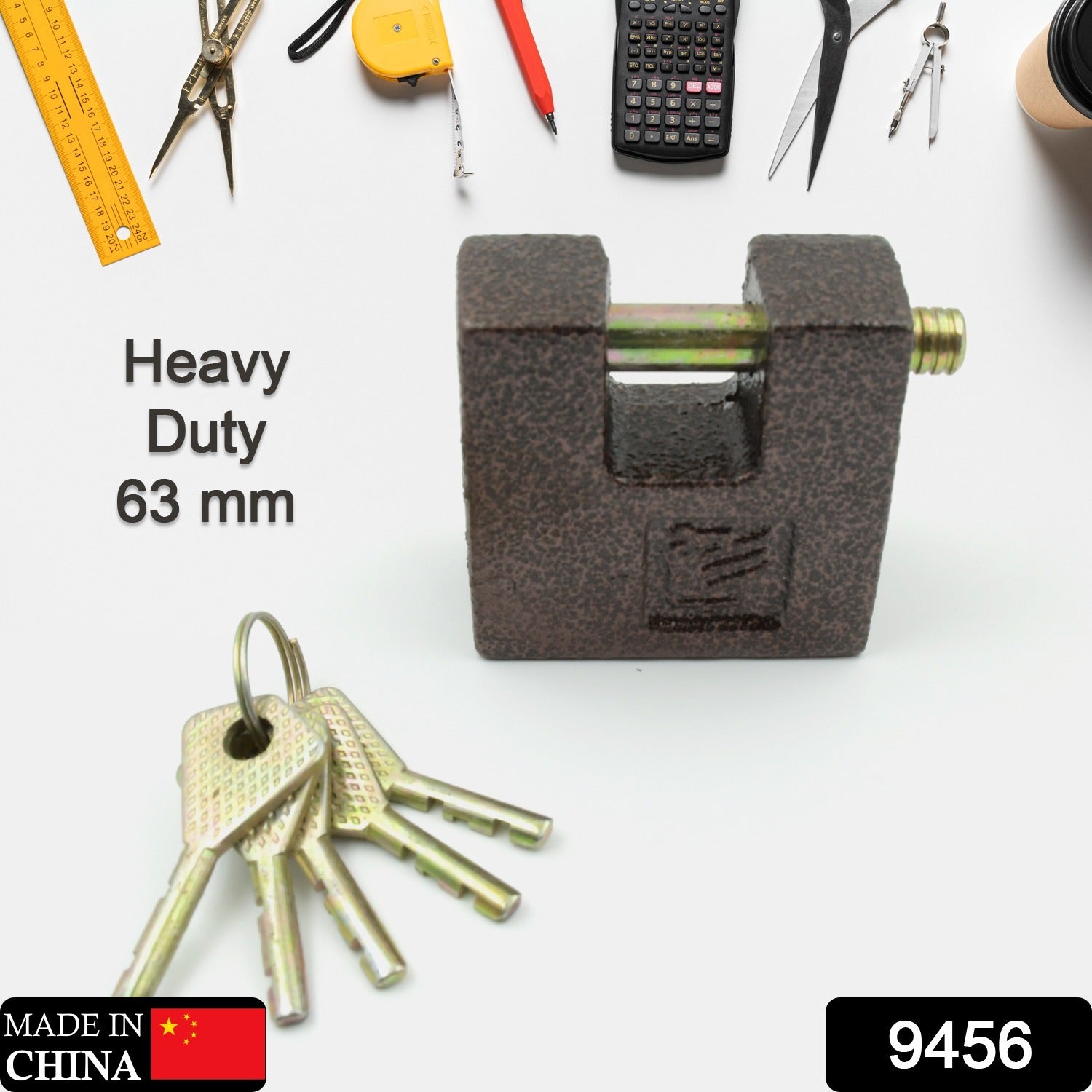 9456 Iron Pad lock, Brass Core and Thickened Spray Black Iron Door Lock With 5 pc Keys for Home Dormitory, Waterproof Antirust Anti-theft Padlocks Outdoor Gate Shed Locks Warehouse Big Iron Door Drawer Lock (63 mm ) 9456 Iron Pad lock, Brass Core and Thickened Spray Black Iron Door Lock With 5 pc Keys for Home Dormitory, Waterproof Antirust Anti-theft Padlocks Outdoor Gate Shed Locks Warehouse Big Iron Door Drawer Lock (63 mm )
